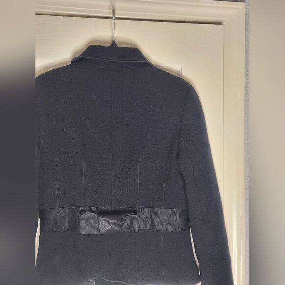 Ann Taylor 4 Black 100% WOOL Lined Bow Belted Women’s Jacket Coat - Picture 11 of 11